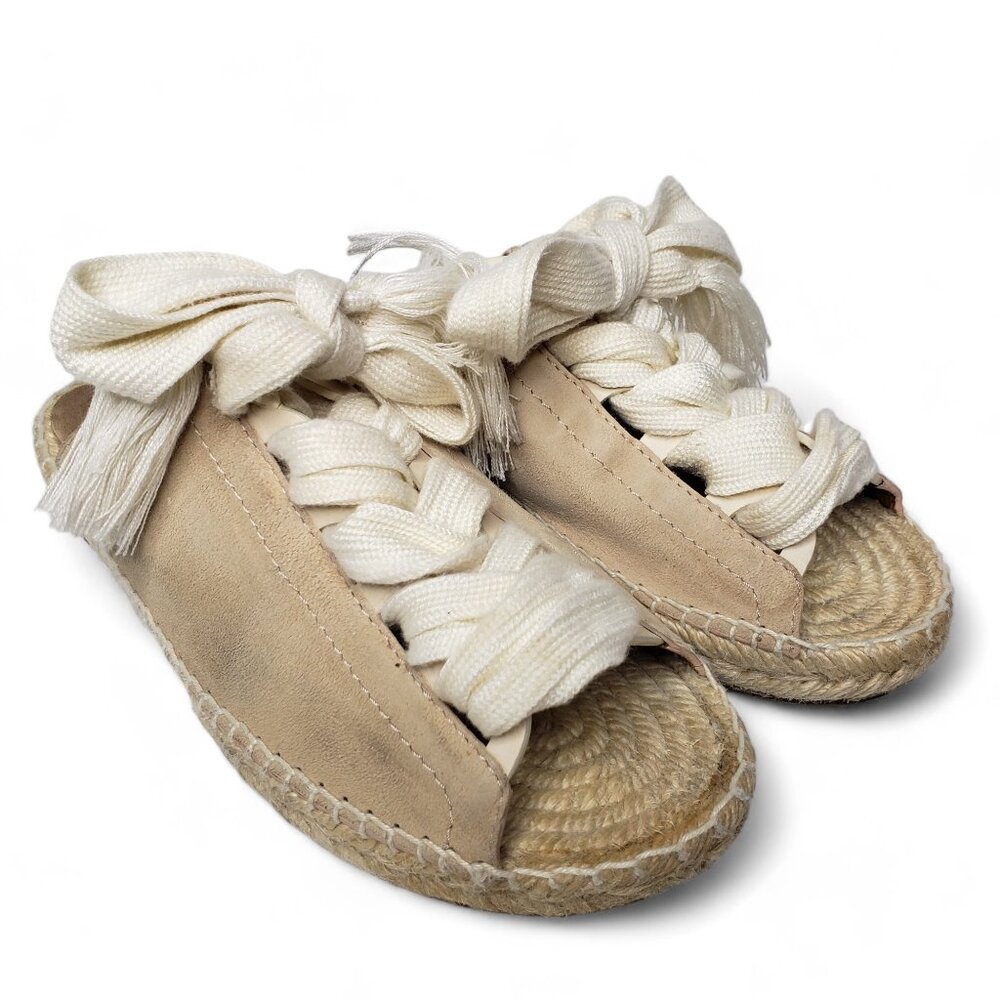 Chloe Harper Slide Sandals Women’s Suede Boho Chunky Lace Up Espadrille Resort 6